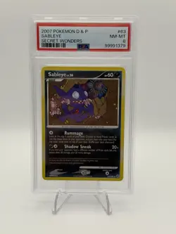 2007 POKEMON DIAMOND & PEARL SECRET WONDERS #63 SABLEYE PSA 8 - Image 1
