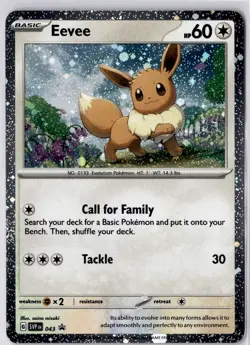 MINT Eevee SVP 043 Cosmos Holo Black Star Promo Scarlet & Violet Pokemon Card - Image 1
