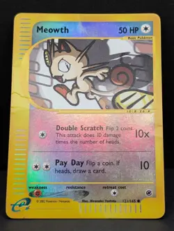 Meowth 121/165 Expedition Base Set Reverse Holo Rare Pokemon TCG Nintendo HP - Image 3