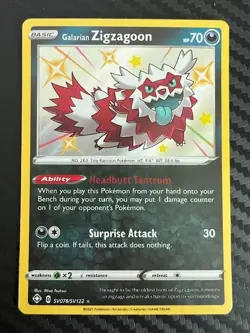 Pokemon TCG Galarian Zigzagoon Shining Fates SV078/SV122 Holo Shiny Holo VLP - Image 1