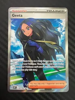 Pokemon TCG Trainer Geeta 218/197 SV03: Obsidian Flames Ultra Rare Holo NM - Image 1