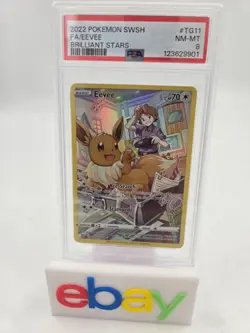 Pokemon Eevee PSA 8 NM-Mint TG11/TG30 Brilliant Stars Trainer Gallery Full Art - Image 1