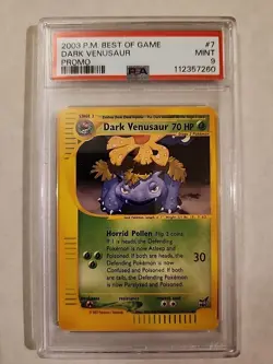 Pokemon Dark Venusaur Best of Game #7 Promo Card TCG Nintendo 2002 Graded PSA 9 - Image 1