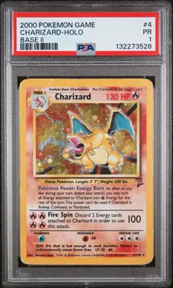 Pokemon TCG Charizard Holo Rare Card 4/130 Base Set 2 PSA 1 - Image 1