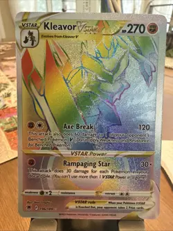 Pokemon TCG Kleavor VSTAR Holo Card 196/189 Astral Radiance Secret Rainbow Rare - Image 1
