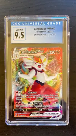 Pokemon Cinderace VMAX Shining Fates Full Art Card CGC 9.5 Gem Mint! - Image 1