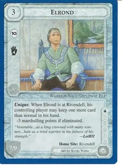 MIDDLE EARTH BLUE BORDER PREMIER RARE CARD ELROND - Image 1