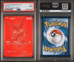 2025 POKEMON BLK EN-BLACK BOLT 171 VICTINI BLACK WHITE RARE PSA 9 - Image 3