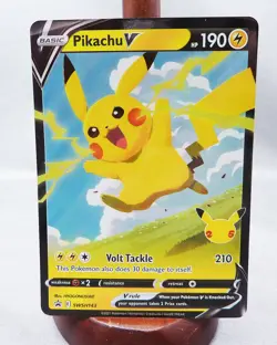 2021 Pokemon Celebrations Pikachu V SWSH143 Full Art Black Star Promo Holo - NM - Image 1