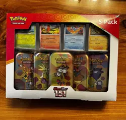 POKEMON TCG SCARLET & VIOLET 151 5 PACK MINI TINS FACTORY SEALED COSTCO BOX NEW - Image 1