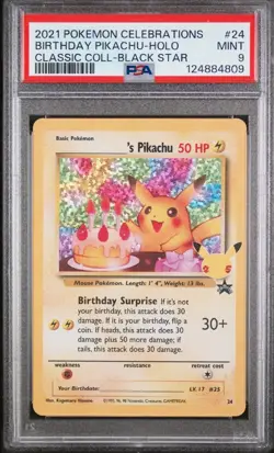 2021 POKEMON CELEBRATIONS CLASSIC COLL #24 BIRTHDAY PIKACHU-HOLO PSA 9 - Image 1