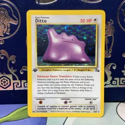 Pokemon 1999 Ditto 3/62 Fossil Holo 1st Edition MP - Image 1