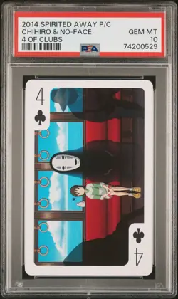 2014 Ensky Spirited Away Playing Cards Chihiro & No-Face 4 Of Clubs PSA 10 - Image 1