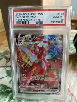 2020 Pokemon Card Darkness Ablaze 119/189 Full Art Scizor VMAX PSA 10 GEM MINT - Image 1