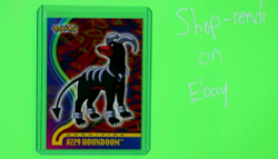 2001 topps Pokemon Johto Non Holo Foil #229 Houndoom BLUE LOGO, NM, LOW POP - Image 1