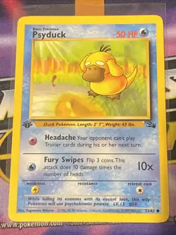 Psyduck 1st Edition Fossil Set Pokemon Card Near Mint+ - Image 1