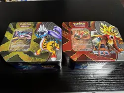 Pokemon Paradox Destinies Raging Bolt & Gouging Fire ex Tins (set of 2) - Image 1