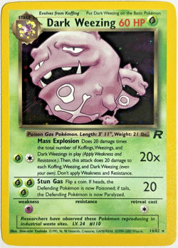 Pokemon TCG Dark Weezing Rare Holo Card #14/82 Team Rocket WITH SWIRL 🌀 - Image 1