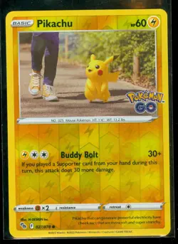 Pokemon PIKACHU 027/078 - Pokemon GO - Rev Holo - - MINT - Image 1