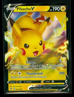 Pokemon PIKACHU V 043/185 Vivid Voltage - BATTLE ACADEMY 2022 RARE HOLO - MINT - Image 1