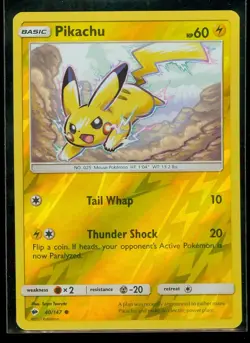 Pokemon PIKACHU 40/147 - Burning Shadows Rev Holo - MINT - Image 1