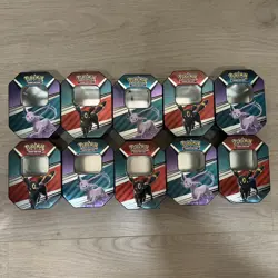 Lot Of 10 Pokemon Trading Card Game EMPTY TINS No Cards Umbreon Espeon FREE SHIP - Image 1