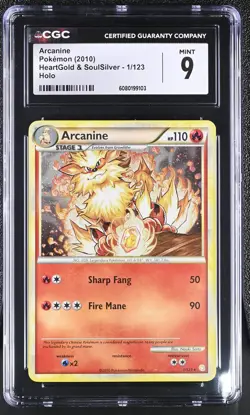 CGC 9 MINT Arcanine 2010 HeartGold & SoulSilver 1/123 Holo Pokemon Card - Image 1