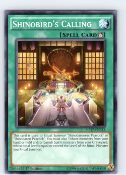 Yu-Gi-Oh TCG Shinobird's Calling MP17-EN213 1st Edition Common Card NM - Image 1