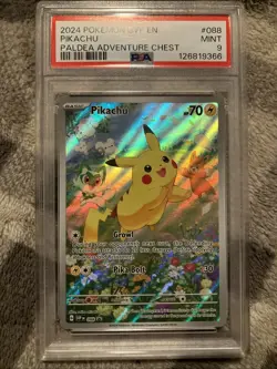 2024 Pokemon SVP En Pikachu Paldea Adventure Chest #088 Promo Card PSA 9 Mint - Image 1