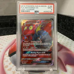 2018 Pokemon Sun & Moon Magcargo GX Lost Thunder Graded #198 - PSA 9 Mint - Image 1
