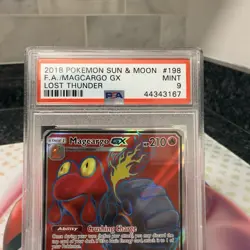 2018 Pokemon Sun & Moon Magcargo GX Lost Thunder Graded #198 - PSA 9 Mint - Image 2