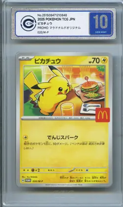 CCIC 10 Gem Mint Pikachu 2025 McDonald's Promo 020/M-P Pokemon Japanese - Image 1