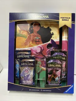 TCG Disney Lorcana Portfolio Bundle [4 Booster Packs & 1 Card Portfolio] - Image 1
