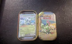 Sprigatito Tin With 50 Assorted Grass Pokemon Cards - Regular Holo & Reverse - Image 1