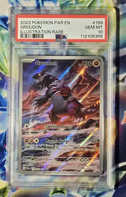 Pokemon 2023 Groudon TCG Illustration Rare Holo Card PSA 10 Paradox Rift - Image 1