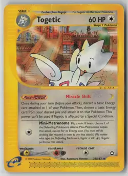 Togetic 39/147 Pokemon TCG Aquapolis Rare Heavily Played Card (HP) 1 - Image 1