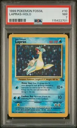 Lapras PSA 7 NEW CERT Unlimited Fossil 10/62 Pokemon TCG Holo - Image 1