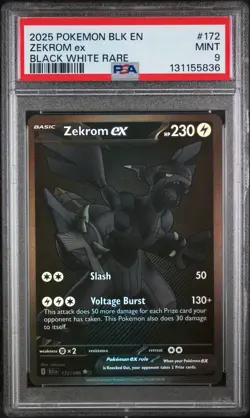 2025 POKEMON BLK EN-BLACK BOLT BLACK WHITE RARE #172 ZEKROM EX PSA 9 - Image 1