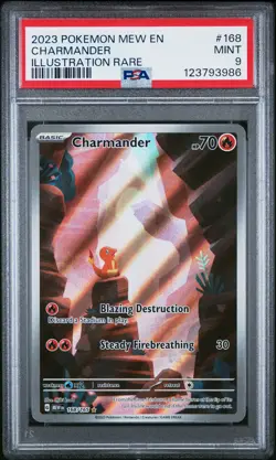 2023 POKEMON MEW EN-151 ILLUSTRATION RARE #168 CHARMANDER PSA 9 - Image 1