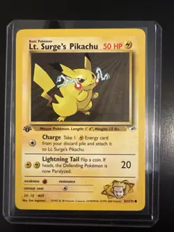 Pokemon TCG Lt. Surge's Pikachu 081/132 Gym Heroes Non Holo - Image 1
