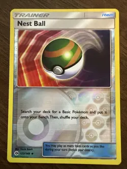 Pokemon Trainer Nest Ball 123/149 Sun And Moon Base Set Reverse Holo - Image 1