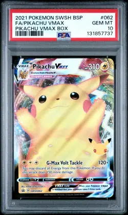 2021 POKEMON SWSH BLACK STAR PROMO #062 FA/PIKACHU VMAX PIKACHU VMAX BOX PSA 10 - Image 1