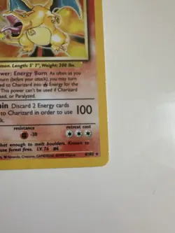 1999 Pokemon TCG Charizard Base Set Holo Rare Card 4/102 Unlimited MP - Image 4