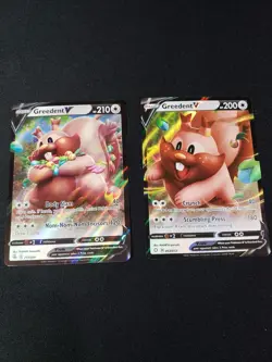 Pokemon TCG Greedent V Fusion Strike 217/264 Shining Fates 53/072 Two Cards - Image 1
