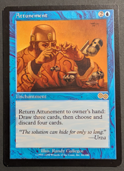 MTG Card - 1x Attunement - Urza's Saga - NM - Vintage Blue - Magic the Gathering - Image 1