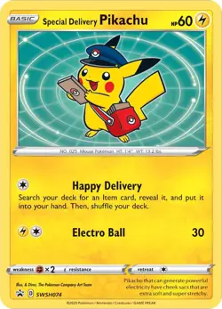 Special Delivery Pikachu SWSH074 SWSH: Sword & Shield Promo Cards Holo for sale online - Image 4