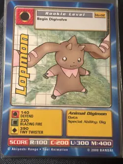 Digimon Lopmon Mo-02 | MOVIE PROMO CARD | Digi-Battle Series | Bandai 2000 - Image 1