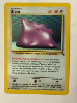 Holo Ditto Pokemon Card 3/62 Fossil Set 1999 - Image 1