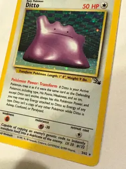 Holo Ditto Pokemon Card 3/62 Fossil Set 1999 - Image 2