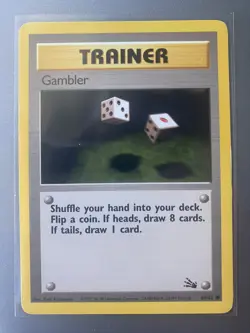 1ST EDITION Gambler 60/62 Common Trainer 1999 Fossil WOTC Pokemon Cards - Image 1